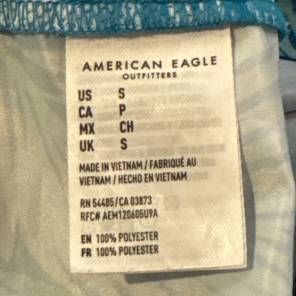 American Eagle Board Shorts Men's S Blue Tropical Palm Leaf Print 31x9.5